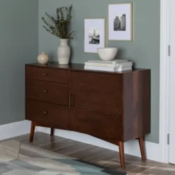 Mid-Century Modern With Closed Storage TV Stand For TVs Up To 58" Walnut - Saracina Home -Saracina Home Sales Store GUEST 713e521d 5360 4a42 a7e4 0e8c94780423