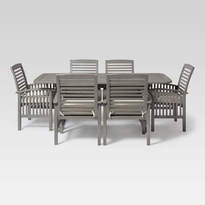 Ravenscroft 7pc Acacia Wood Patio Dining Set With Expandable Table Gray Wash - Saracina Home 1 Ravenscroft 7pc Acacia Wood Patio Dining Set With Expandable Table Gray Wash - Saracina Home