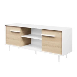 Modern 2 Door TV Stand For TVs Up To 65" Solid White/Coastal Oak/White - Saracina Home -Saracina Home Sales Store GUEST 71b35f19 b185 49ca 9a53 cd5480612808