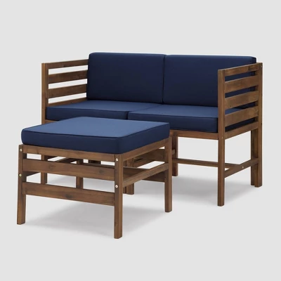 3pc Modular Acacia Wood Patio Chat Set With Cushions - Saracina Home 10 3pc Modular Acacia Wood Patio Chat Set With Cushions - Saracina Home - Image 10
