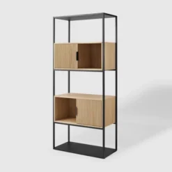 75" Modern Reeded Door Storage Bookshelf Coastal Oak/Black - Saracina Home 14 75" Modern Reeded Door Storage Bookshelf Coastal Oak/Black - Saracina Home -Saracina Home Sales Store GUEST 75e56a42 d0ef 4820 91f0 b7c63282f55c