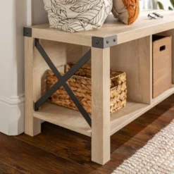 Sophie Rustic Industrial X Frame Entry Bench With 3 Cubbies - Saracina Home -Saracina Home Sales Store GUEST 76846a45 266b 4f62 a676 609461ed92c8