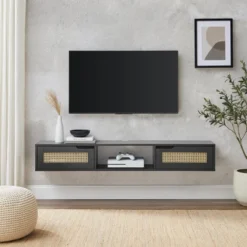 Modern Boho Floating TV Stand For TVs Up To 65" With Rattan Doors - Saracina Home -Saracina Home Sales Store GUEST 76eac520 24ad 47c2 a6b9 24cf0016994e