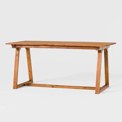 Saracina Home 66" Modern Slatted Rectangle Outdoor Dining Table With Trapezoid Legs 3 Saracina Home 66" Modern Slatted Rectangle Outdoor Dining Table With Trapezoid Legs - Image 3