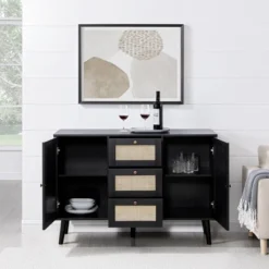 Modern Boho Wood And Rattan Storage Sideboard Black - Saracina Home -Saracina Home Sales Store GUEST 7bc37572 f000 43c4 929d e98d99d140c8