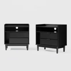 2pk Mid-Century Modern Solid Wood 2 Drawer Storage Nightstands - Saracina Home 15 2pk Mid-Century Modern Solid Wood 2 Drawer Storage Nightstands - Saracina Home -Saracina Home Sales Store GUEST 7ec02fdf f38c 4ef2 8a65 1390845091ae