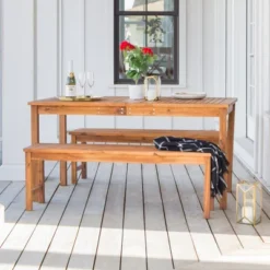 3pc Acacia Wood Simple Patio Dining Set - Saracina Home -Saracina Home Sales Store GUEST 7fb9d70e 0956 427a b51b dd7ef107e880