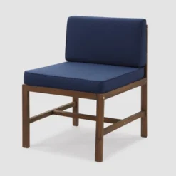 Modular Acacia Wood Armless Patio Chair With Cushion - Dark Brown/Navy - Saracina Home 16 Modular Acacia Wood Armless Patio Chair With Cushion - Dark Brown/Navy - Saracina Home -Saracina Home Sales Store GUEST 8327140f 3a86 469d a392 a4971e62044f