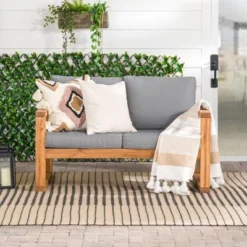 Galia Square Leg Acacia Wood Patio Loveseat With Cushions - Brown - Saracina Home 19 Galia Square Leg Acacia Wood Patio Loveseat With Cushions - Brown - Saracina Home -Saracina Home Sales Store GUEST 83499b4c 7af6 4677 b9b7 2250ee9b30a1