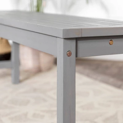 Ravenscroft Modern Boho Acacia Wood Slat Top Outdoor Dining Bench - Gray Wash - Saracina Home 7 Ravenscroft Modern Boho Acacia Wood Slat Top Outdoor Dining Bench - Gray Wash - Saracina Home - Image 7