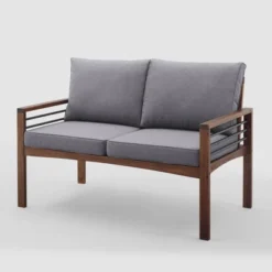 Saybrook Modern Metal And Wood Patio Loveseat - Gray/Dark Brown - Saracina Home 14 Saybrook Modern Metal And Wood Patio Loveseat - Gray/Dark Brown - Saracina Home -Saracina Home Sales Store GUEST 87e73a6f 2a88 4b08 836f e43bcdbd4760