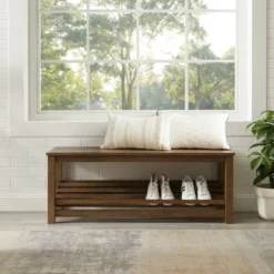 Modern Farmhouse Solid Wood Shoe Storage Entry Bench Rustic Oak - Saracina Home -Saracina Home Sales Store GUEST 8873dec7 d2f6 4b81 970d 33db280697a9