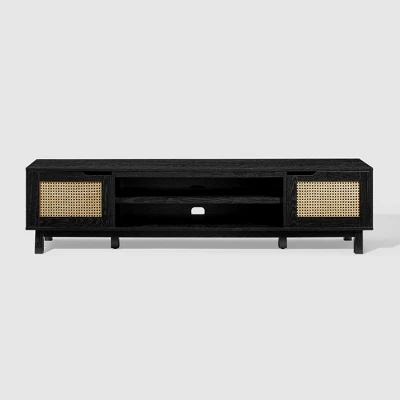 Modern Boho Storage TV Stand For TVs Up To 80" With Rattan Doors - Saracina Home 9 Modern Boho Storage TV Stand For TVs Up To 80" With Rattan Doors - Saracina Home - Image 9