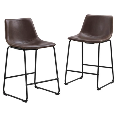Set Of 2 Laslo Modern Upholstered Faux Leather Counter Height Barstools - Saracina Home 8 Set Of 2 Laslo Modern Upholstered Faux Leather Counter Height Barstools - Saracina Home - Image 8