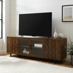 Vik Modern Boho 4 Door Herringbone TV Stand For TVs Up To 80" - Saracina Home -Saracina Home Sales Store GUEST 9063eb92 b49a 4de7 8042 61e07cd7b281