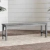 Ravenscroft Modern Boho Acacia Wood Slat Top Outdoor Dining Bench - Gray Wash - Saracina Home