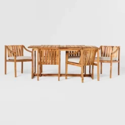 7pc Modern Slatted Wood Outdoor Dining Set - Saracina Home 13 7pc Modern Slatted Wood Outdoor Dining Set - Saracina Home -Saracina Home Sales Store GUEST 97b97aff 19ee 4550 9126 93ae4bc68f53