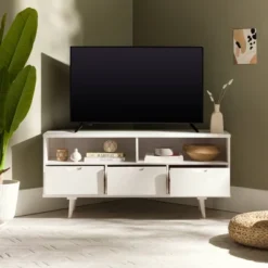 Cara Mid-Century Modern 3 Drawer Corner TV Stand For TVs Up To 58" - Saracina Home -Saracina Home Sales Store GUEST 99387a85 c456 4a52 b086 1c507b93c8b5