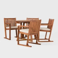 Saracina Home 5pc Modern Slatted Acacia Outdoor Dining Set With Round Table 8 Saracina Home 5pc Modern Slatted Acacia Outdoor Dining Set With Round Table -Saracina Home Sales Store GUEST 9ed234b4 a32f 4569 b4c3 c06ec5fe0cf4