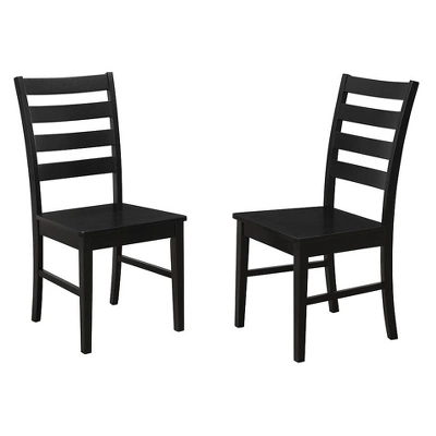 Set Of 2 Wood Ladder Back Dining Chair Black - Saracina Home 1 Set Of 2 Wood Ladder Back Dining Chair Black - Saracina Home
