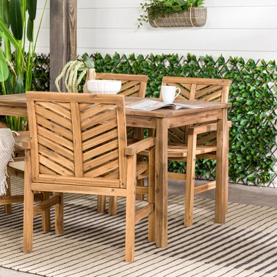 5pc Slatted Chevron Acacia Wood Patio Dining Set - Saracina Home 9 5pc Slatted Chevron Acacia Wood Patio Dining Set - Saracina Home - Image 9