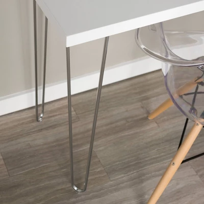 Gibby Modern Glam Hairpin Leg Writing Desk Faux White Marble - Saracina Home 4 Gibby Modern Glam Hairpin Leg Writing Desk Faux White Marble - Saracina Home - Image 4