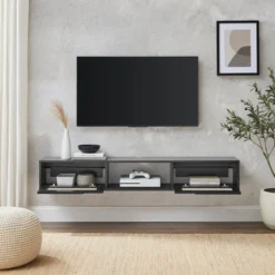 Modern Boho Floating TV Stand For TVs Up To 65" With Rattan Doors - Saracina Home -Saracina Home Sales Store GUEST a9acb95c 4370 4480 9e6d 4d67adf30248