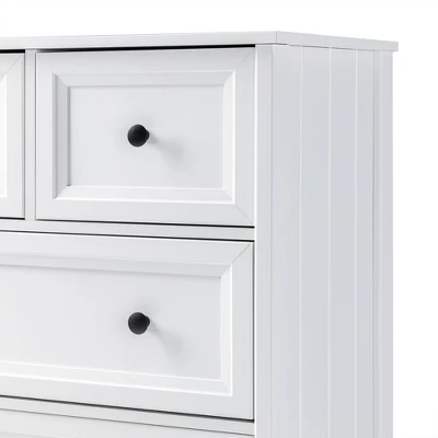 Farmhouse 5 Drawer Grooved Tall Storage Dresser White - Saracina Home 12 Farmhouse 5 Drawer Grooved Tall Storage Dresser White - Saracina Home - Image 12