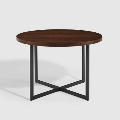 Modern 42" Round Intersecting Leg Dining Table Dark Walnut - Saracina Home 4 Modern 42" Round Intersecting Leg Dining Table Dark Walnut - Saracina Home - Image 4