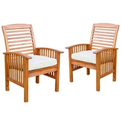 2pk Acacia Wood Patio Chairs With Cushions - Saracina Home 18 2pk Acacia Wood Patio Chairs With Cushions - Saracina Home -Saracina Home Sales Store GUEST acd7214a 76b0 403e 972d 5efea809fff0