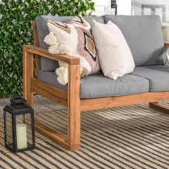 Galia Square Leg Acacia Wood Patio Loveseat With Cushions - Brown - Saracina Home 28 Galia Square Leg Acacia Wood Patio Loveseat With Cushions - Brown - Saracina Home -Saracina Home Sales Store GUEST aec78d8f f34e 4929 9b47 cb7ed5f1ed0b