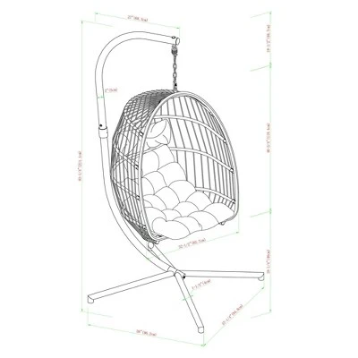Toluca Hanging Outdoor Boho Egg Chair With Cushion - Saracina Home 5 Toluca Hanging Outdoor Boho Egg Chair With Cushion - Saracina Home - Image 5