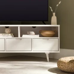 Cara Mid-Century Modern 3 Drawer Corner TV Stand For TVs Up To 58" - Saracina Home -Saracina Home Sales Store GUEST b024b948 4293 40dc af02 2552a5eaa8a3