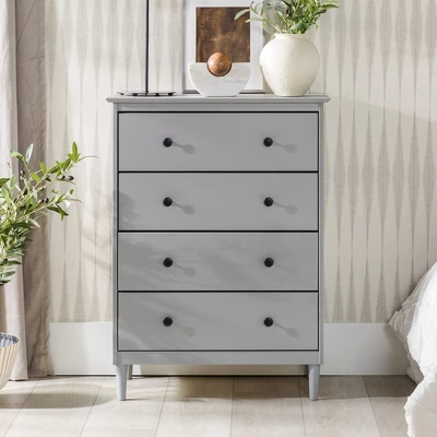 Stiva Classic Mid-Century Modern Vertical 4 Drawer Dresser Gray - Saracina Home 3 Stiva Classic Mid-Century Modern Vertical 4 Drawer Dresser Gray - Saracina Home - Image 3