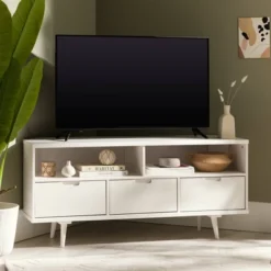 Cara Mid-Century Modern 3 Drawer Corner TV Stand For TVs Up To 58" - Saracina Home -Saracina Home Sales Store GUEST b1ff3a9a 60ef 41ec 9a6f f1ca309dd560