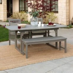 Ravenscroft 4pc Extendable Acacia Wood Outdoor Dining Set - Saracina Home -Saracina Home Sales Store GUEST b20e0fe7 9276 456a 86ae 1099a38eba59