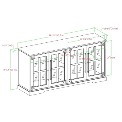 Avalene Modern Farmhouse 4 Door Glass Window Pane TV Stand For TVs Up To 65" - Saracina Home 5 Avalene Modern Farmhouse 4 Door Glass Window Pane TV Stand For TVs Up To 65" - Saracina Home - Image 5