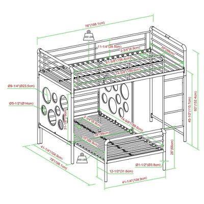 Twin Modern Cut-Out L-Shaped Metal Bunk Bed - Saracina Home 5 Twin Modern Cut-Out L-Shaped Metal Bunk Bed - Saracina Home - Image 5