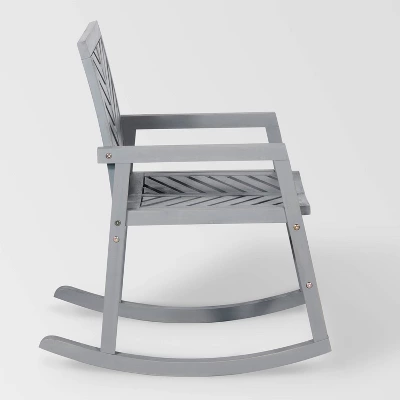 Slatted Chevron Acacia Wood Patio Rocking Chair - Saracina Home 4 Slatted Chevron Acacia Wood Patio Rocking Chair - Saracina Home - Image 4