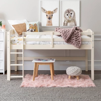 Twin Solid Pine Wood Low Loft Bed White - Saracina Home 1 Twin Solid Pine Wood Low Loft Bed White - Saracina Home