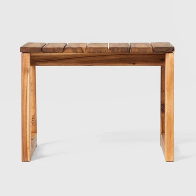 Saracina Home Modern Slatted Rectangle Outdoor Acacia Accent Table 7 Saracina Home Modern Slatted Rectangle Outdoor Acacia Accent Table - Image 7