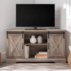 Robinson Rustic Transitional Sliding Barn Door Corner TV Stand For TVs Up To 58" - Saracina Home -Saracina Home Sales Store GUEST c3c5bfe5 57a2 47cd ad64 9af49c588b45