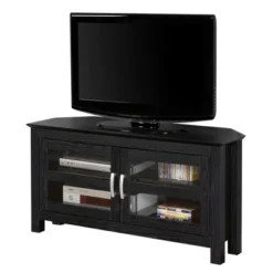 Modern 2 Glass Door Corner TV Stand For TVs Up To 50" Black - Saracina Home -Saracina Home Sales Store GUEST c87a96bd 4a05 42f1 808c 0279dd75459e
