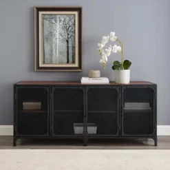 Urban Industrial Metal Mesh 4 Door TV Stand For TVs Up To 65" Dark Walnut - Saracina Home -Saracina Home Sales Store GUEST c96cf0b4 a47c 4528 82de 5d4caa89908c
