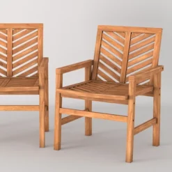 2pk Slatted Chevron Acacia Wood Patio Chairs - Saracina Home 33 2pk Slatted Chevron Acacia Wood Patio Chairs - Saracina Home -Saracina Home Sales Store GUEST ca9c3fbc 1512 40f2 add5 06b7a05bd59e