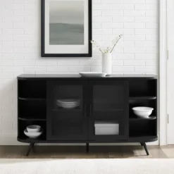 Mid-Century Modern Glass Double Door Curved Sideboard - Saracina Home -Saracina Home Sales Store GUEST ccca2787 3517 4648 845b 2937e6e14a4a