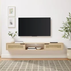 Modern Boho Floating TV Stand For TVs Up To 80" With Rattan Doors Coastal Oak - Saracina Home 11 Modern Boho Floating TV Stand For TVs Up To 80" With Rattan Doors Coastal Oak - Saracina Home -Saracina Home Sales Store GUEST cdeb4d3e c8db 482f bceb 3f6259779594