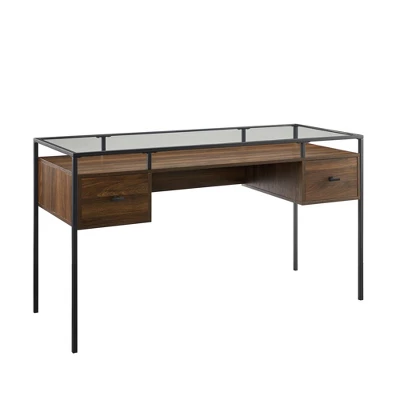Lamvia Contemporary 2 Tier Glass Top Desk - Saracina Home 4 Lamvia Contemporary 2 Tier Glass Top Desk - Saracina Home - Image 4