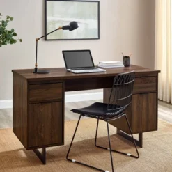 DuPonte Modern Double Sided Pedestal Executive Desk Dark Walnut - Saracina Home -Saracina Home Sales Store GUEST ce88555d d014 4eb0 bd5f 6d83bd8203f3