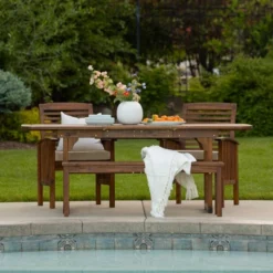 Ravenscroft 4pc Extendable Acacia Wood Outdoor Dining Set - Saracina Home -Saracina Home Sales Store GUEST d1e17e82 6666 4c9e 9100 6baec1df9027